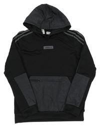 Černo-šedá sportovní mikina s kapucí Adidas