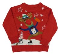 Červený sveter so sobom Nutmeg