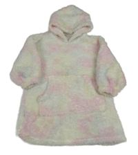 Pastelově barevná chlupatá oversize mikina s kapucí 