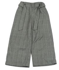 Šedo-černé kostkované culottes kalhoty s páskem H&M