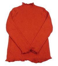 Červený rebrovaný trblietavý sveter Tu