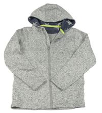 Šedá melírovaná pletená propínací mikina s kapucí Matalan