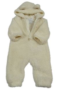 Smotanová huňatá podšitá kombinéza s výšivkou a kapucňou Primark