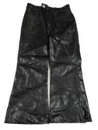 Čierne koženkové flare nohavice