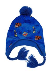 Safírová plyšová čepice s Požárníkem Samem a bambulí