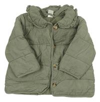 Světlekhaki manšestrová zateplená bunda H&M