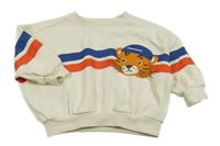 Smotanová oversize mikina s tigrom a pruhmi George