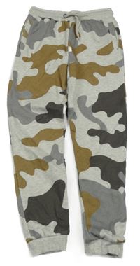 Šedo-hnědé army tepláky Tu