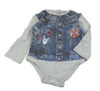 Modro-šedé body s potiskem rifloviny 