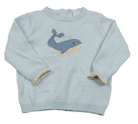 Svetlomodrý sveter s velrybou