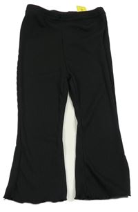 Čierne rebrované flare nohavice Shein