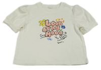 Biele rebrované tričko s nápisom Shein