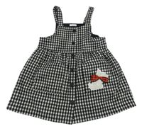 Čierno-biele kockované vlnené prepínaci šaty s psíkom Next