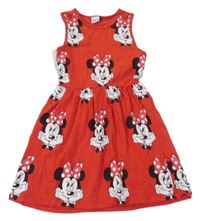 Červené bavlnené šaty s Minnie Disney