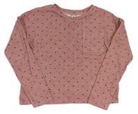 Ružové bodkovaná é crop úpletové tričko Tu