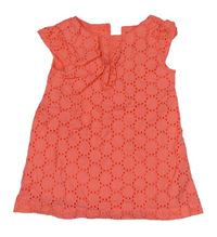 Korálové plátenné šaty s dirkovaným vzorom Mothercare