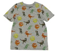 Sivé melírované tričko s dinosaurami C&A