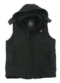Černá šusťáková zateplená vesta s kapucí Navy Blue
