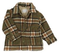 Khaki-barevnáj kostkovaná flaušová zateplená bunda Zara