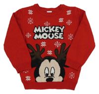 Červený sveter s Mickeym Disney