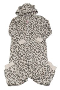 Světlerůžovo-šedá vzorovaná chlupatá kombinéza s kapucí M&S