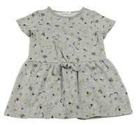 Sivé teplákové šaty s obrázkami Orchesta