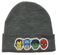 Šedá pletená čepice s hrdiny H&M