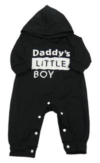 Čierny overal s nápisom a kapucňou Shein