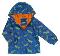 Modrá šušťáková jarná bunda s krokodílmi  a kapucňou Urban