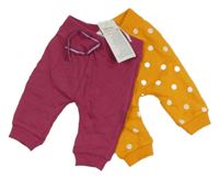 Nové - 2x Oranžové puntíkované + purpurové tepláky Ergee 