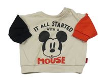 Béžovo-červeno-černá mikina s Mickeym George 