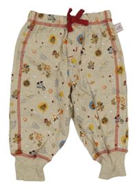 Béžové cuff tepláky s medvedíkmi