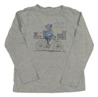 Sivé melírované tričko s bicyklom OVS