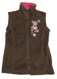 Hnedá fleecová prepínaci vesta s kvietkami C&A