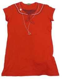 Červené tunika s potiskem límečku zn Benetton