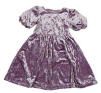 Fialové zamatové lesklé šaty H&M