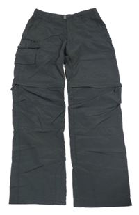 Tmavošedé šusťákové outdoorové kalhoty Trollkids 