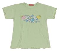 Svetlozelené tričko s nápisom a jablíčky