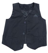 Tmavomodrá pruhovaná společenská vesta Rebel