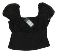 Nové - Čierna sieťovaná crop blúzka New Look