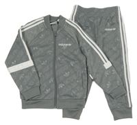 2set - Šedá propínací sportovní mikina s logem + kalhoty Adidas