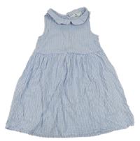 Modro-bílé pruhované krepové šaty s límečkem H&M