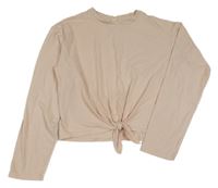 Svetloružové crop nařasené tričko H&M