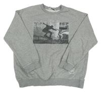 Sivá melírovaná mikina so skateboardistou H&M