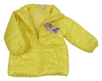 Žltá šušťáková prešívaná zimná bunda s Minnií a Mickeym Disney