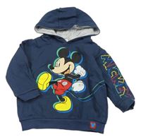 Tmavomodrošedá mikina s Mickey a kapucí George