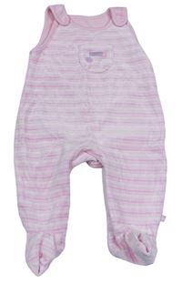 Světlerůžovo-růžovo-bílé pruhované sametové dupačky so srdiečkom Mothercare