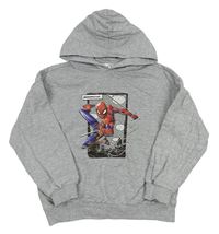 Sivá melírovaná mikina so Spider-manem a kapucňou MARVEL