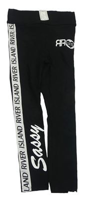 Černé legíny s bílým pruhem s logy RIVER ISLAND