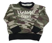 Army-čierna melírovaná mikina s nápismi